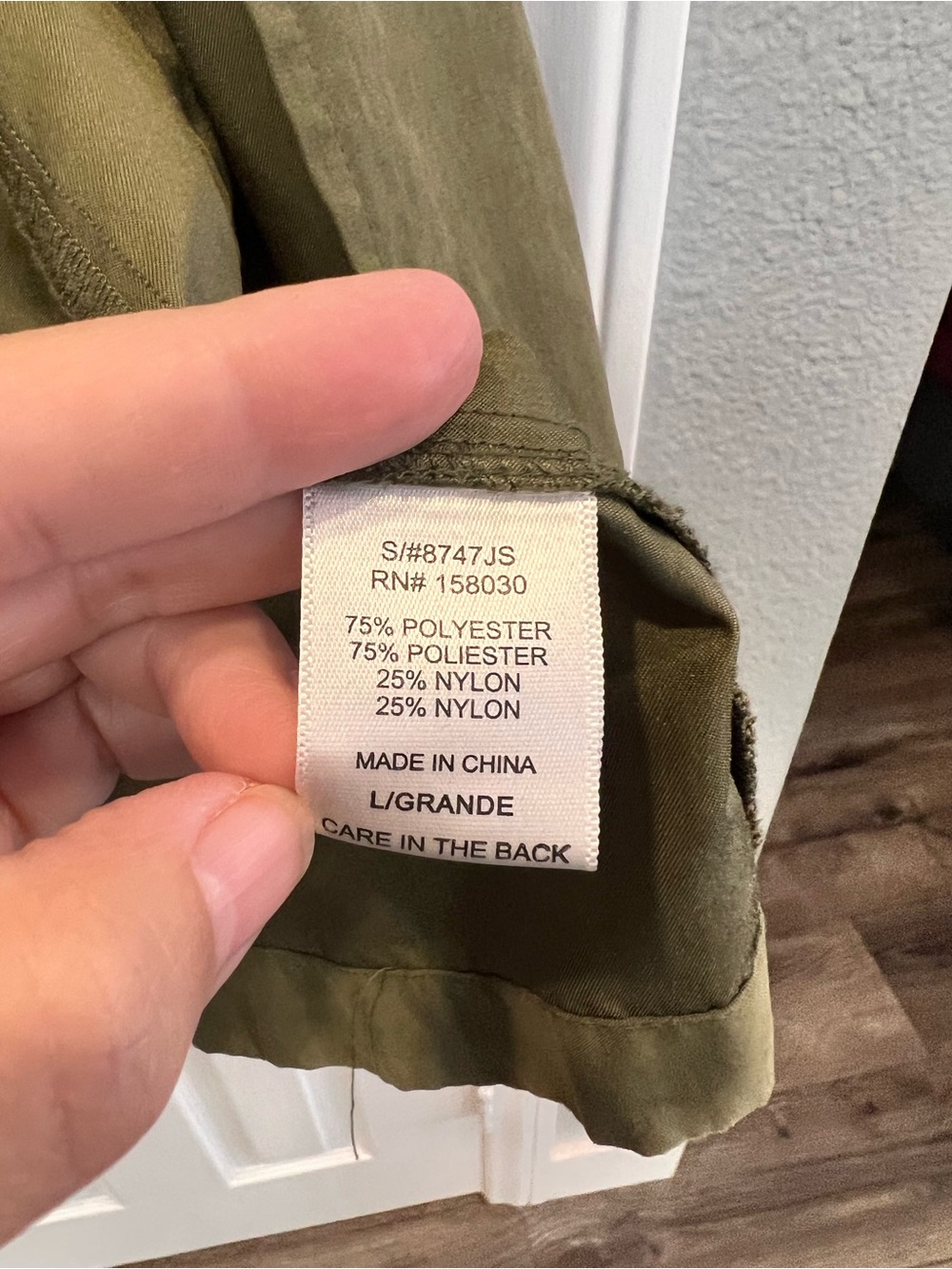 Love Tree Womens Large Olive Green Hooded Utility Jacket Open Front Size L - Picture 6 of 6